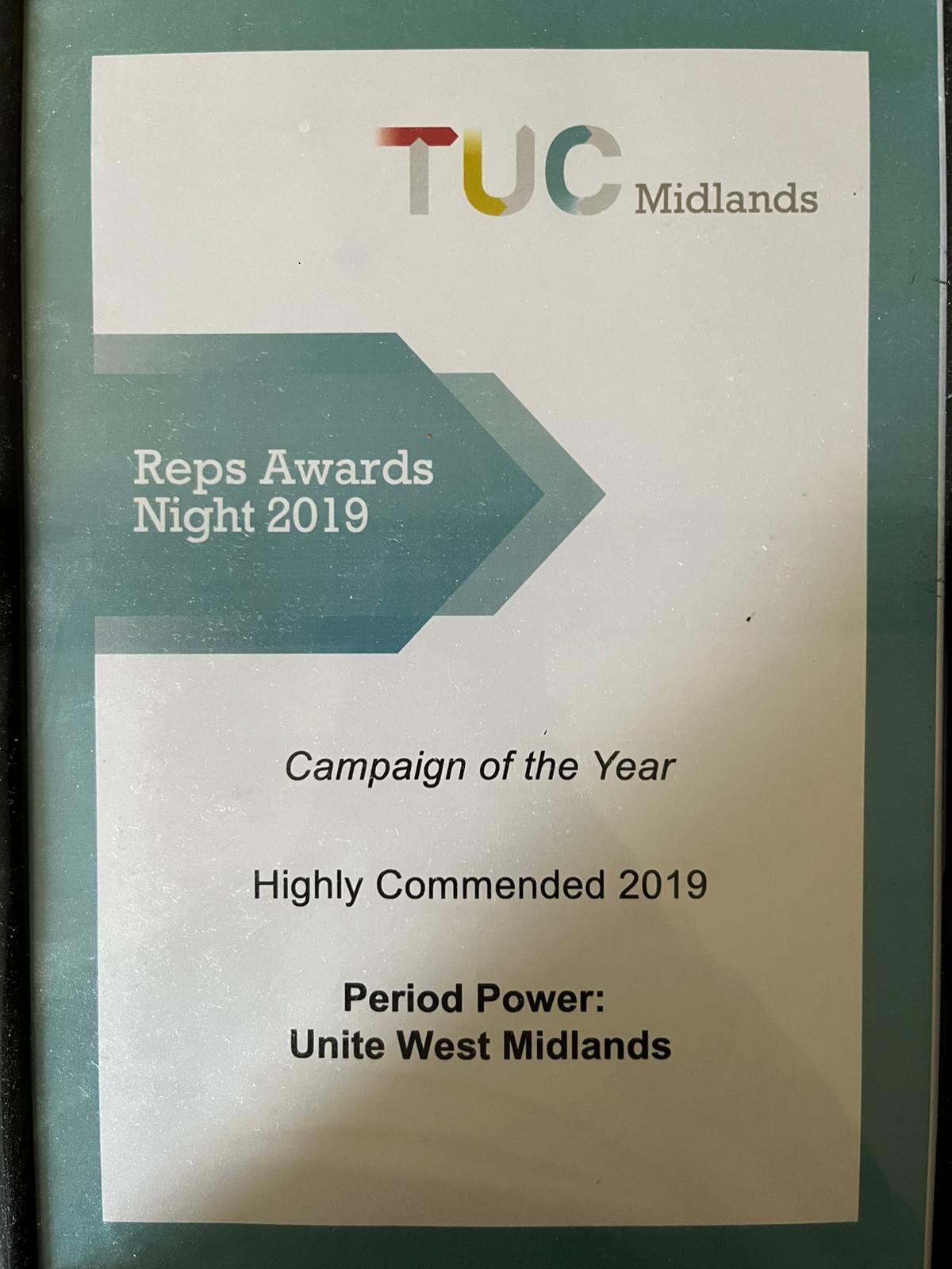 TUC Midlands Reps Awards Night 2019